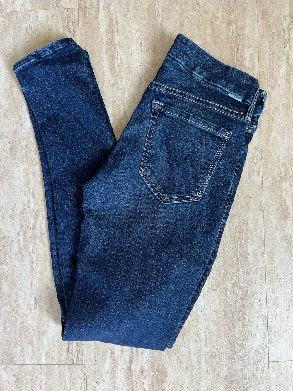 MOTHER The Looker Here Kitty, Kitty Dark Blue Skinny Jeans Stretch Denim 27